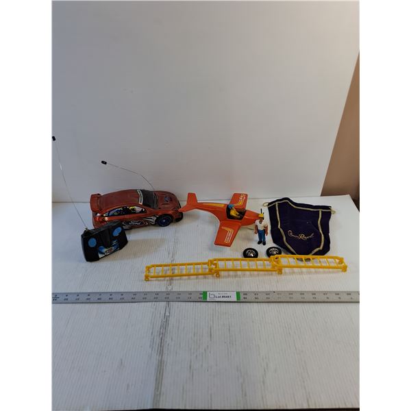 Assorted  - Toys  - Vintage Fisher Price Airplane,  Construction Worker, RC Car w/Remote (As Is), Mi