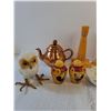 Image 4 : Assorted - Kitchenware/Decor- Flemish Copper Teapot/Cream/Sugar Bowl,  Tagus Teapot, S & P Shakers, 