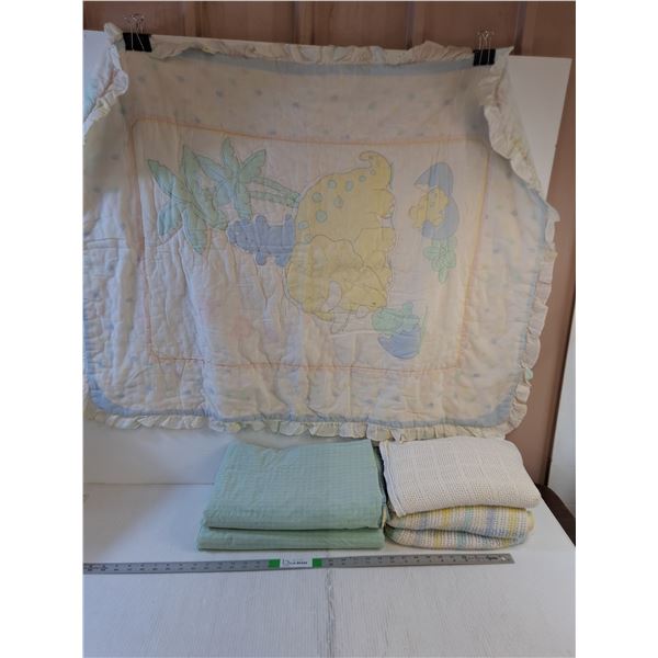 Baby Blanket x 1 (41" x 32") Crib Liner x 2 (38" x 30") Afghans x 3 (48" x 36")