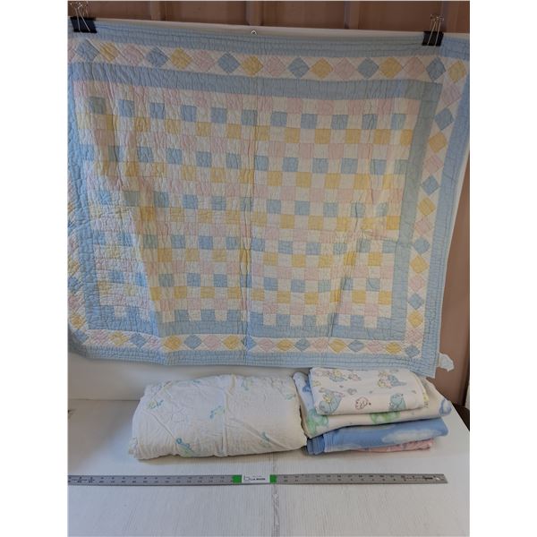 Baby Quilt x 1 (42" x 34") Crib Pad x 1 (36" x 32") Blankets x 5 (42" x 36")