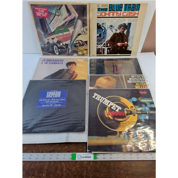 (7) Vintage Vinyl Records  - Assorted  - Johnny Cash,  Heartland,  Misc.