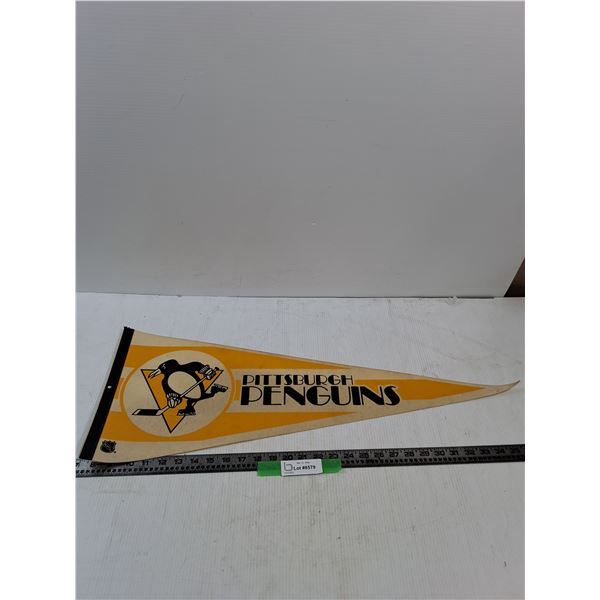 Vintage 1980s Pittsburgh Penguins Pennant, 30" x 12"