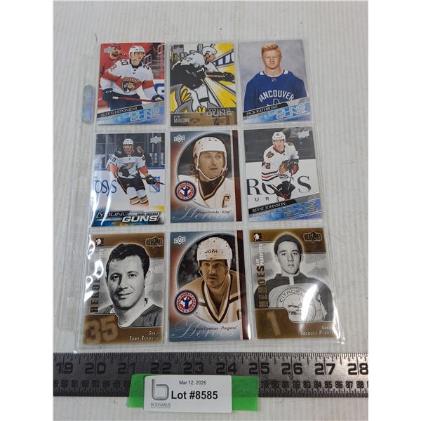 (9) Assorted Heros/ Young Gunz NHL Cards, Tony Esposito, Jack Rathbon, misc, Cannot Guarantee Authen