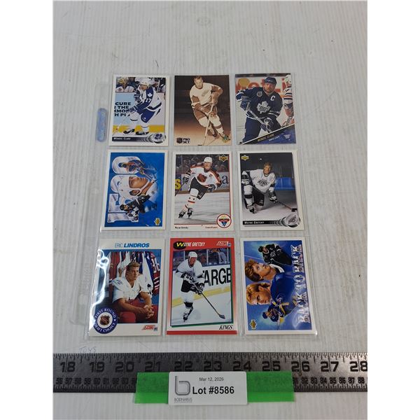 (9)Assorted Gretzky, Howe, Lindros, misc, NHL Cards, Cannot Guarantee Authenticity