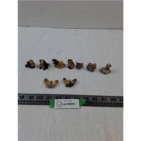 (9) Various Vintage Wade Red Rose Tea Ornaments