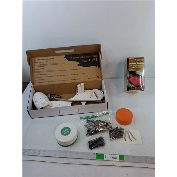 Bidet Toilet Attachment, Vintage Bobby/Hair Pins, Empty Face Powder Containers, Misc.