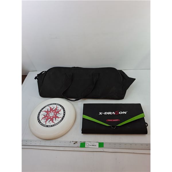 Frisbee, X-Dragon Solar Charger & Duffle Bag- Broken Zipper