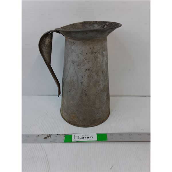 Antique Galvanized Metal Pitcher 11"