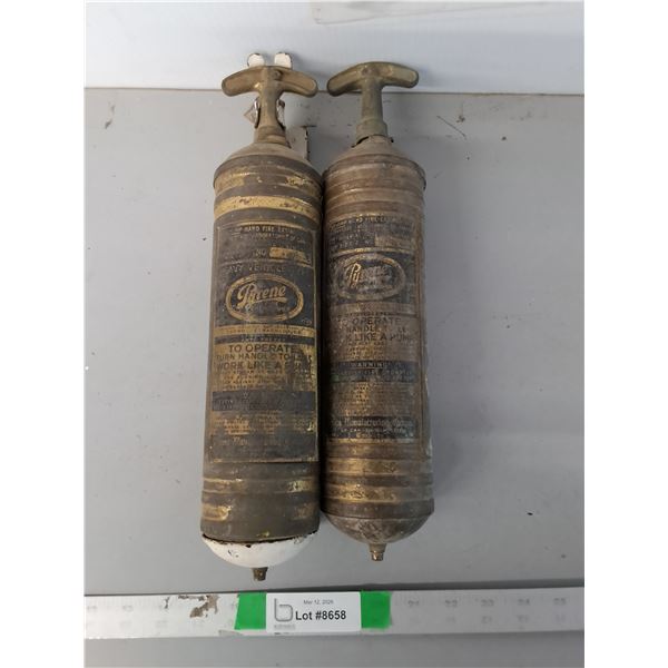 (2) Vintage Pyrene Hand Pump Fire Extinguishers- Cannot Ship