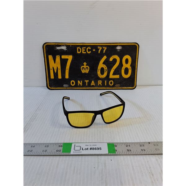 Sunglasses - 1977 Ontario License Plate