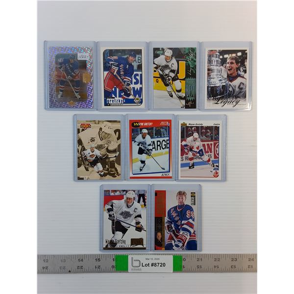 (9) Hockey Cards - Assorted - Wayne Gretzky (Multiple Brands/Seasons)-Cannot Guarantee Authenticity