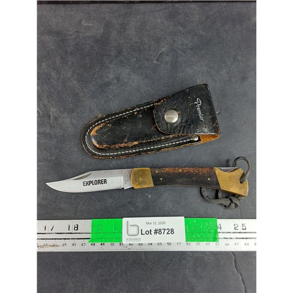 Explorer Folding Knife & Leather Sheath