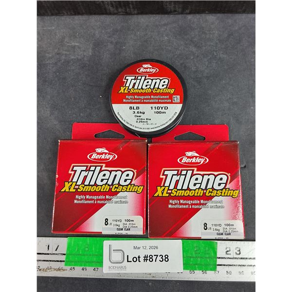 (2) Berkley 8lbs 100m Trilene XL Smooth Casting Fishing Lines - New