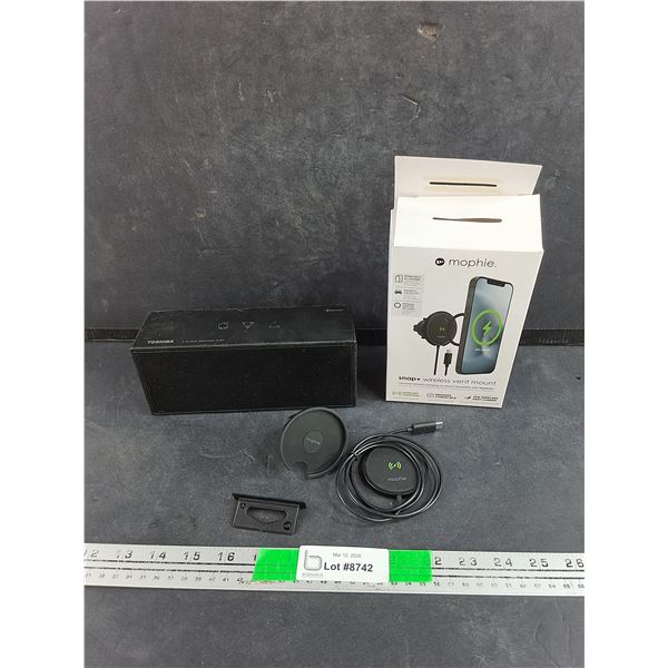 Toshiba Portable Speaker, Mophie Snap+ Wireless Vent Mount - As Is