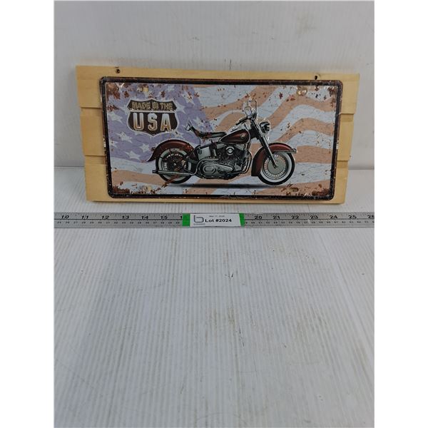 Made in the USA Decorative Plate Mounted on Wooden Board-14"x7"