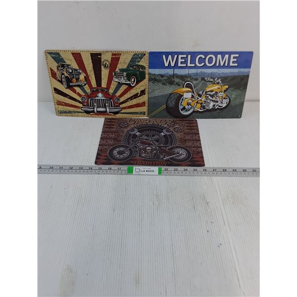 (3) Metal Decorative Signs