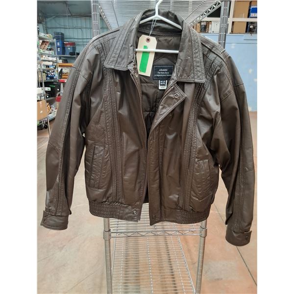 *Vintage Sears The Men's Store Brown Leather Bomber Jacket with Quilted Liner-Size Large 42-44