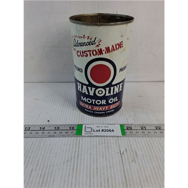 Vintage Havoline Motor Oil Tin-Empty