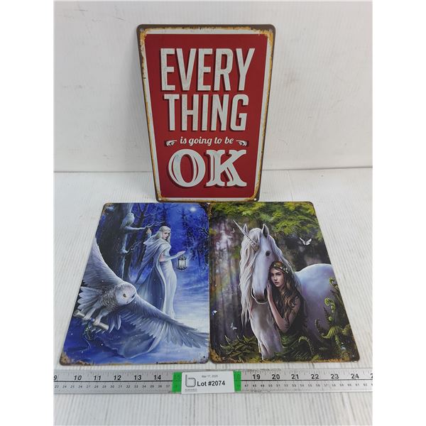 (3) Decorative Metal Signs