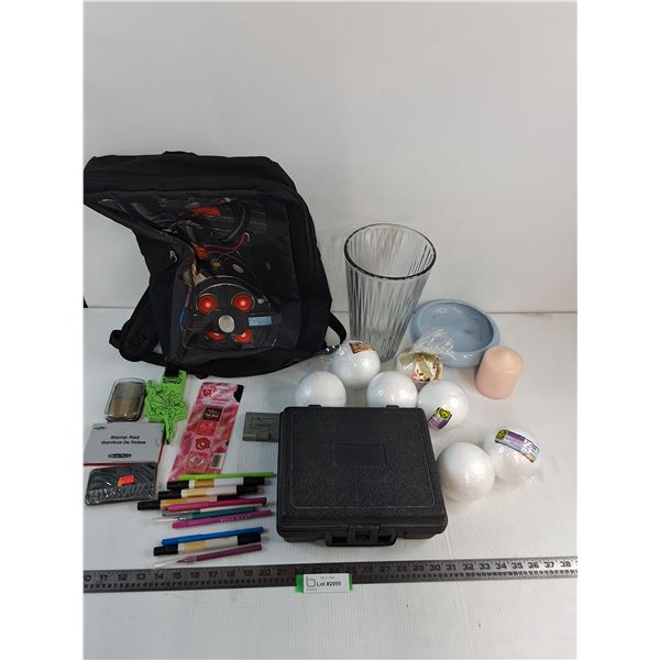 Art & Decor Supplies, Glass Vase, Tote Kit, "Electronics Themed" Backpack