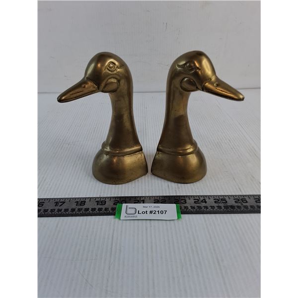 Pair of Brass "Goose Head" Book Ends