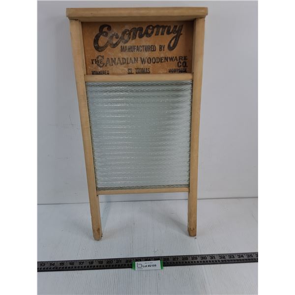 Antique "Economy" Canadian Woodenware Co. Wash Board - 24" x 12"