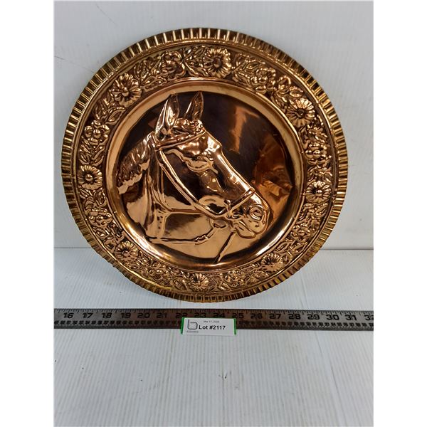 Vintage "Copper Looking" Horse Head Wall Plate from Italy