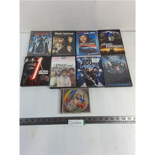 (8) DVD Movies (Star Wars Episodes 4-6 Blu-Ray, Pride & Prejudice, Deer Hunter), Sorry PC Game