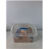 Image 3 : (2) Bags of Ground Walnut Shell Bedding ( partially full), Storage Bin With Lid ( cannot ship)