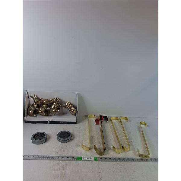 (5) Brass Wreath Hangers , Seasonal Decor (some damage), Misc