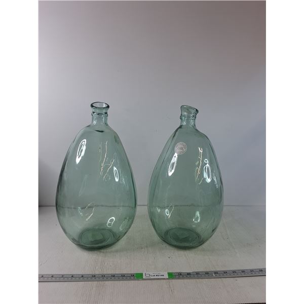 (2) Recycled Glass Demijohn Bottles ( cannot ship)