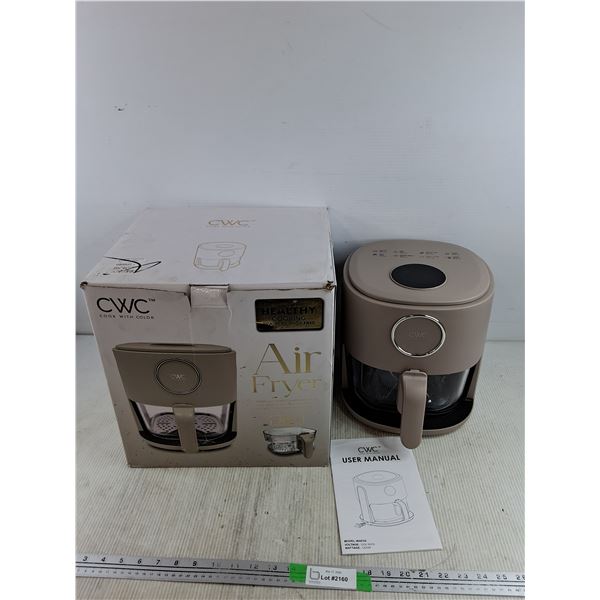 Beige CWC Air Fryer With Glass  Frying Basket - Powers On, As Is - PICK UP ONLY