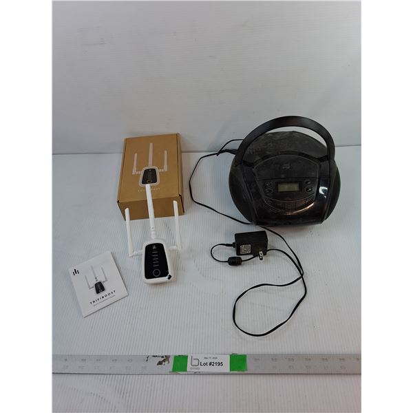 Onn CD Player- Powers On & Trifiboost Router- As Is