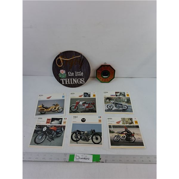 Motorcycle Description Cards, Home Decor Sign 7.75", Mirror