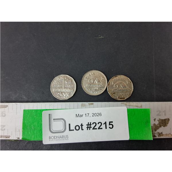 (3) Canadian Nickels- 1940, 1950, 1951 Commemorative