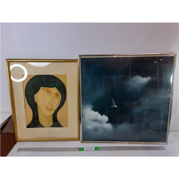 Seagull Print & Stylized Portrait Painting Up to 22.25" x 22.25"- Cannot Ship