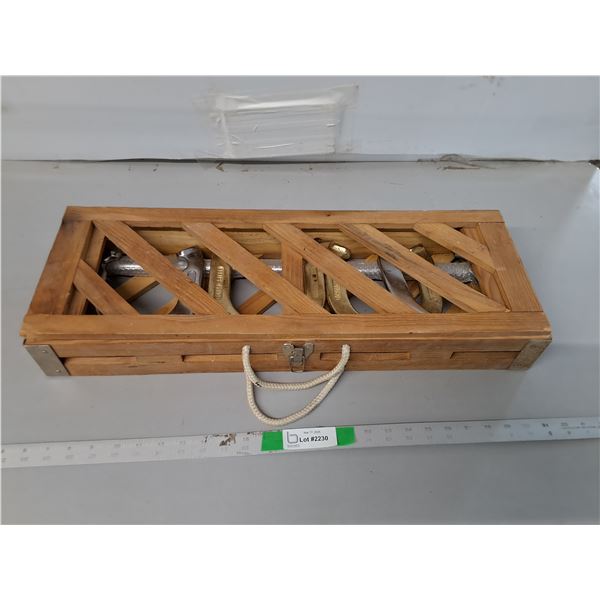 Wooden Storage Case 25.5" x 9"- As Is & Metal Horseshoe Set - PICK UP