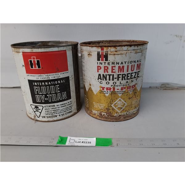 (2) Vintage International Harvester Antifreeze & Transmission Fluid Cans