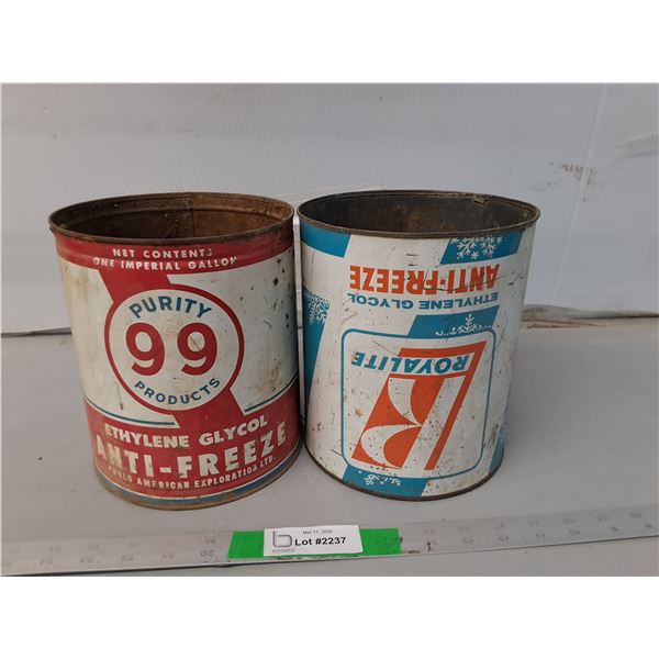 (2) Vintage Royalite & Purity 99 Antifreeze Cans