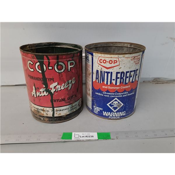 (2) Vintage Co-op Antifreeze Cans