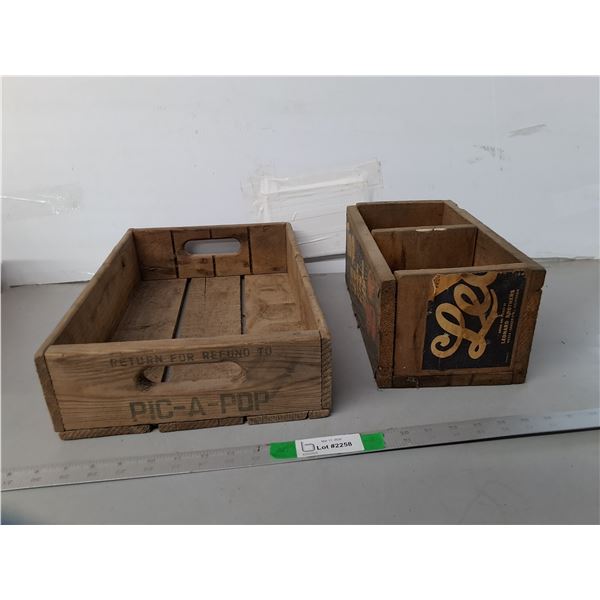 Vintage Pic-A-Pop & Leonard Brothers Wooden Crates Up to 17.5" x 11.25" & 5.75" Tall - PU