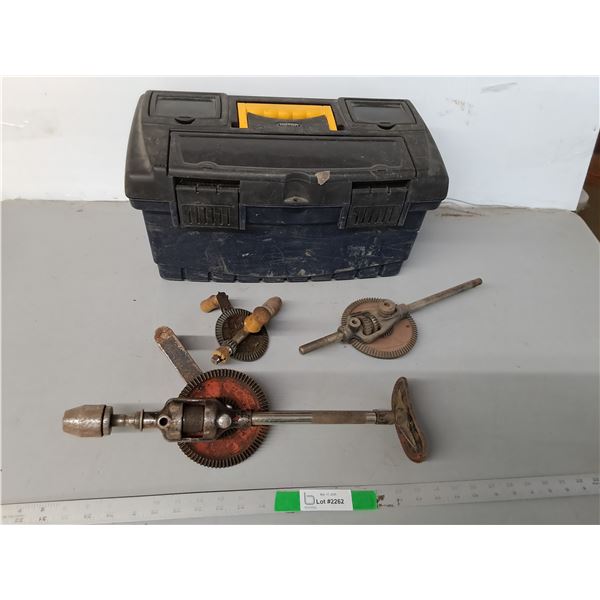 Keter Plastic Toolbox 18.5" x 9" x 9.5" & Vintage Hand Drills - PICK UP