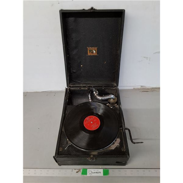 His Master's Voice Portable Gramophone- Powers On, As Is - PICK UP ONLY