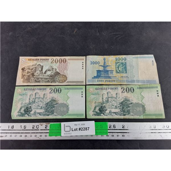 Hungarian Forint Banknotes - 2000, 1000 & 200