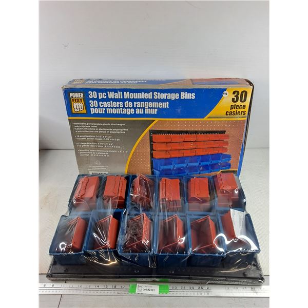 Power Fist 30 pc Wall Mounted Storage Bins - New