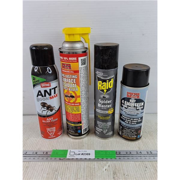 Raid Spider Blaster, Doktor Boom Insect Killer, Ortho Ant Killer Foam, Flying Insect Killer - Used