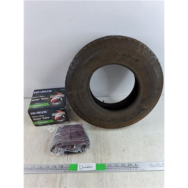 Nylon 4.80 - 8 Tire & Hi Run Heavy Duty Inner Tube 4.80/4.00-8