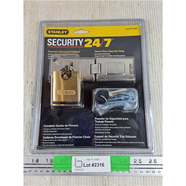 Stanley Security 24/7 Premium Shrouded Padlock & Heavy Duty Security Hasp