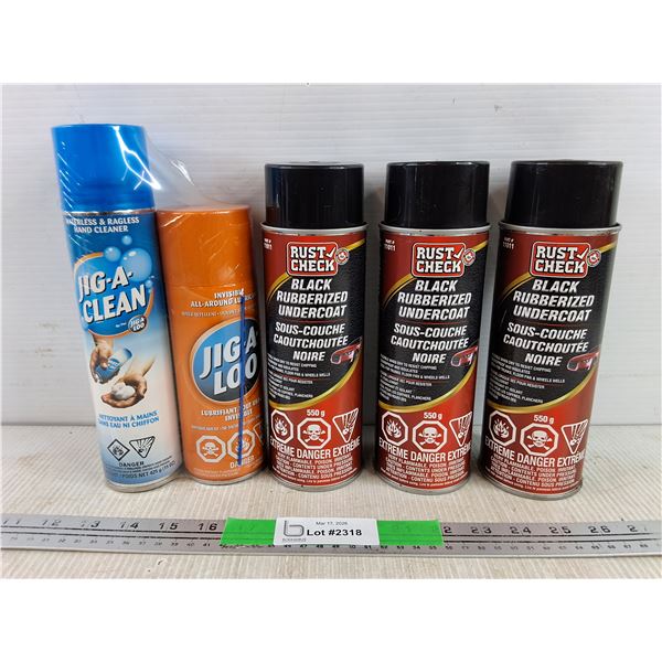 Jig A Clean & Jig A Loo Sprays, (3) Rust Check Black Rubberized Undercoats