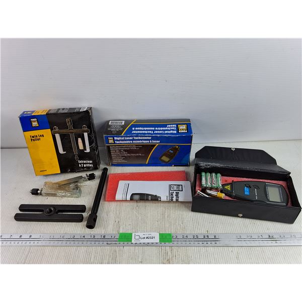 Power Fist Twin Leg Puller & Power Fist Digital Laser Tachometer - As Is